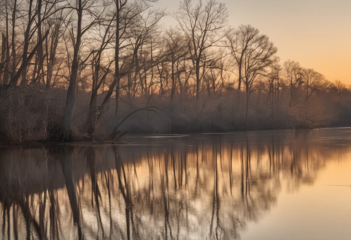 Calm Roanoke River at Plymouth, North Carolina, the setting of the 1864 Battle of Plymouth